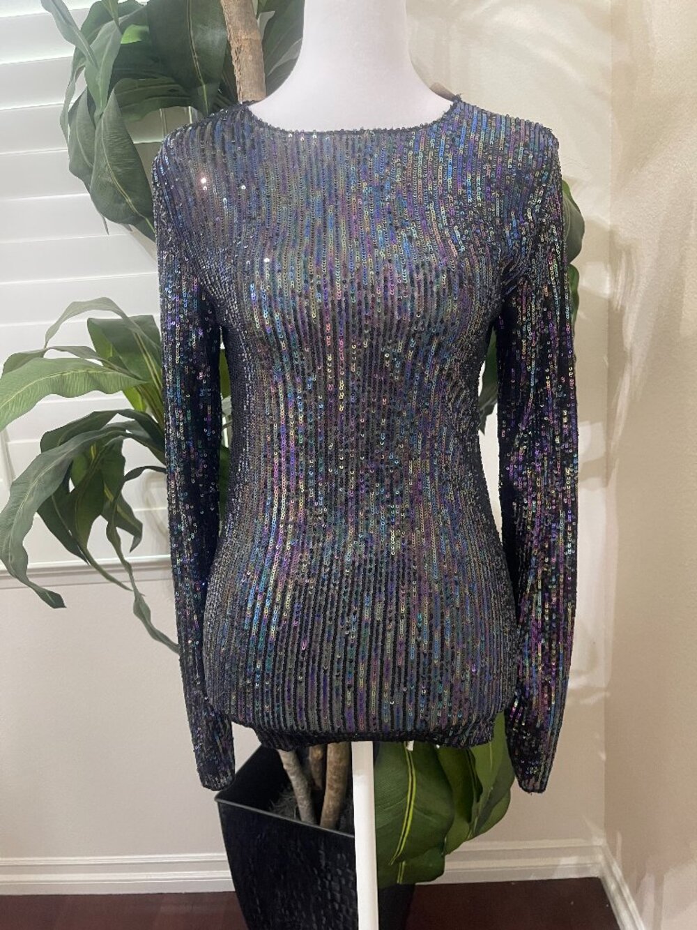 Intimately Free People Iridescent Sequin Long Sleeve Top S NWT